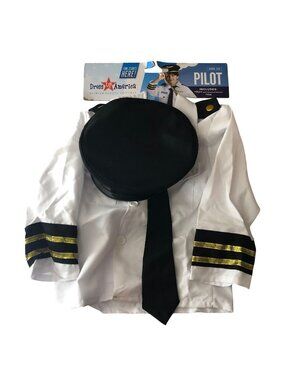 Dress Up America Pilot Costume For Kids Ages 3-4 Includes Shirt Tie & Hat